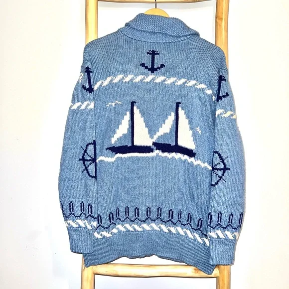 COPY - Polo Ralph Lauren Cotton Sailboat Shawl Sweater - Unisex - Picture 4 of 7